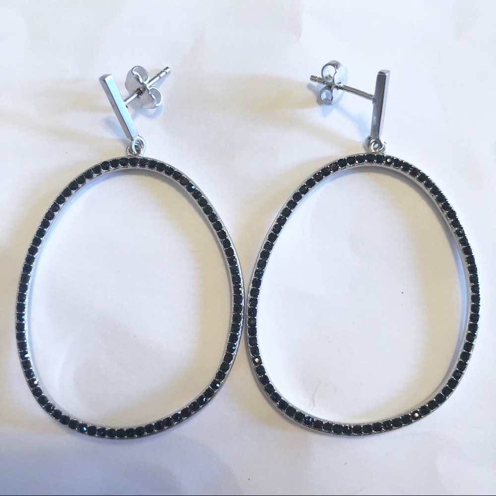 Sole Society Crystal Beaded Drop Hoop Earrings - Picture 4 of 7